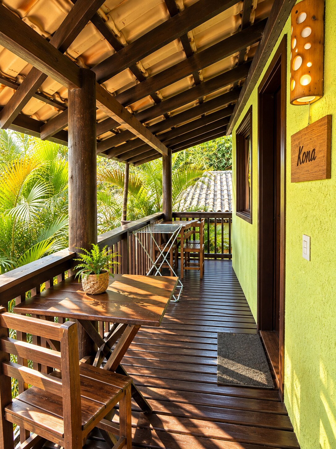 Varanda privativa de uma das cabanas